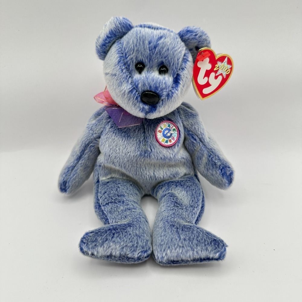 Vintage 2000‎ TY Beanie Baby Periwinkle Blue Bear Soft Plush Stuffed Toy W Tag